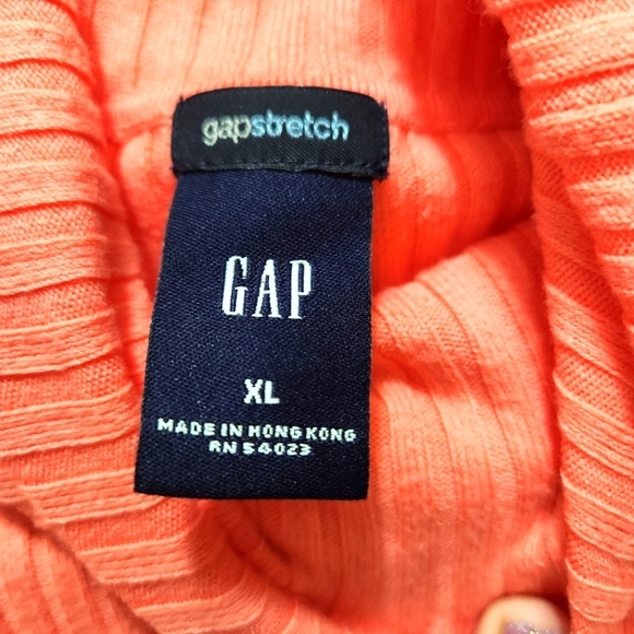 GAP Stretch Ribbed Coral PinkTurtleneck Sweater Size XL Y2K Girlhoodcore - Picture 2 of 6